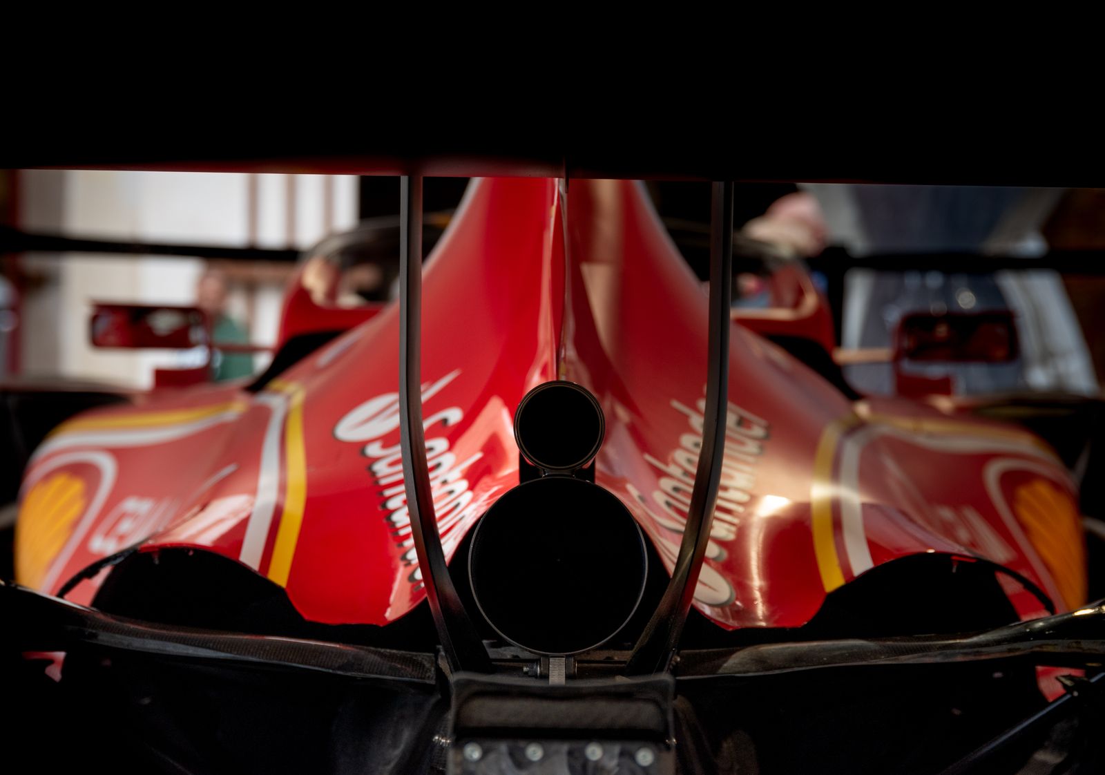 Close-up of Red Formula Race Car Rear End