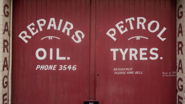 Vintage Garage Door with Retro Signage in Bristol